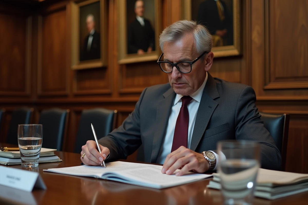 Adjoint au maire en séance de travail dans une salle du conseil municipal français
