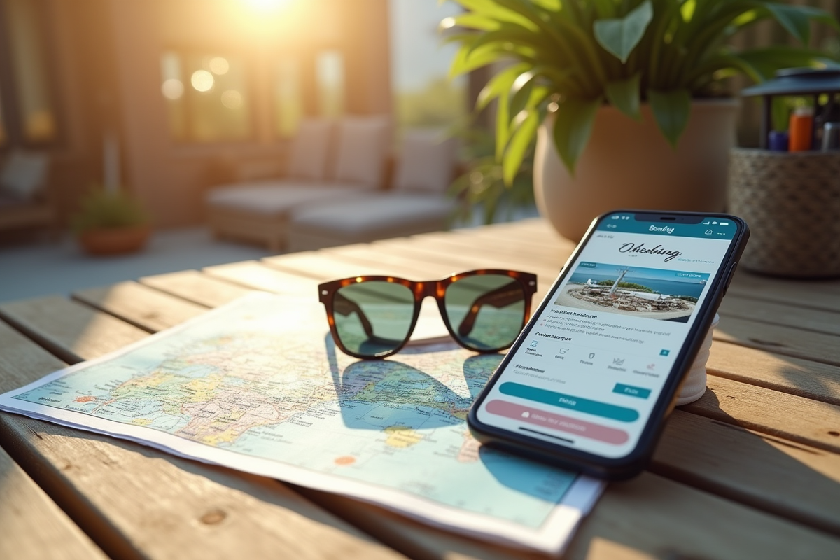 Carte détaillée et application de réservation sur smartphone