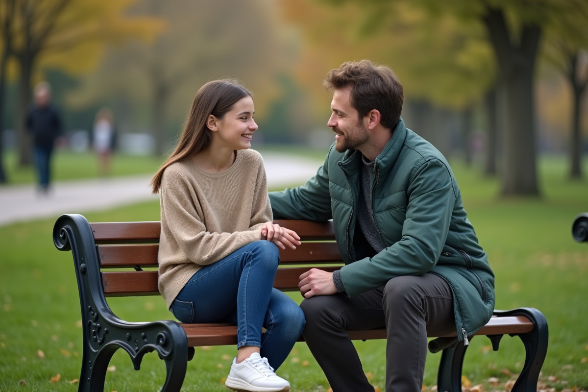 Fille au parc avec son père lors d