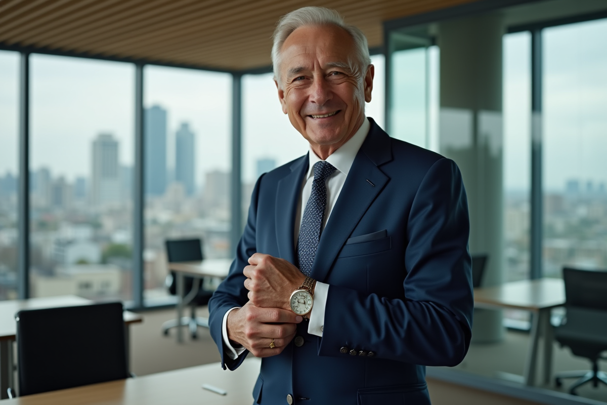 Homme d age en costume dans un bureau moderne