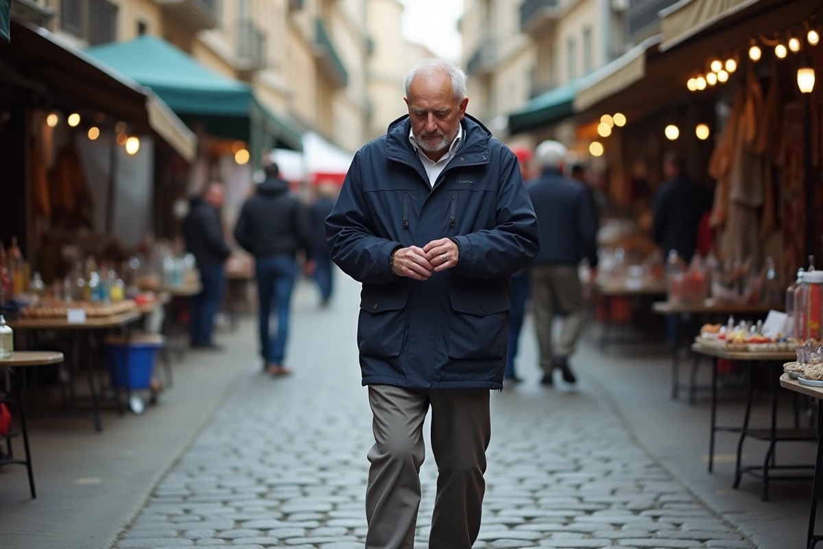 Homme âgé vérifiant l