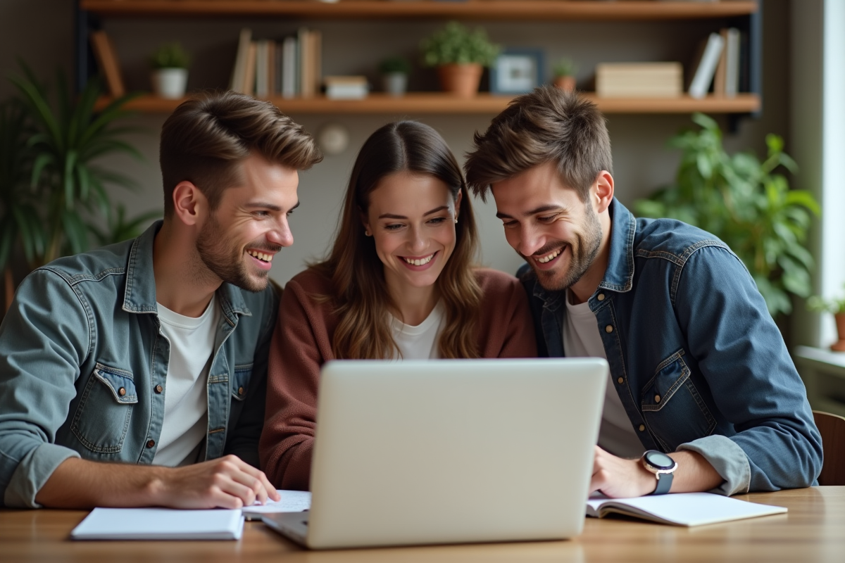 Jeunes adultes discutant autour d une table à la maison